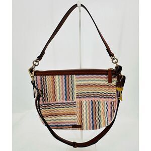 FOSSIL Jolie Crossbody Cotton Woven Canvas Multicolor 2 Straps Summer ZB1736875